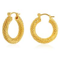 Laiton Anneau d'oreille, Plaqué d'or 18K, bijoux de mode & pour femme, doré, 26x24mm, Vendu par paire