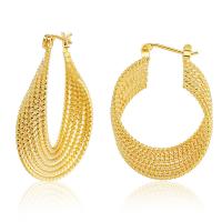 Laiton Anneau d'oreille, Plaqué d'or 18K, bijoux de mode & pour femme, doré, 35x25mm, Vendu par paire