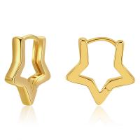 Brass Huggie Hoop Earring Star 18K gold plated fashion jewelry & for woman golden 16mm Sold By Pair