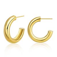 Brass Stud Earring 18K gold plated fashion jewelry & for woman golden 25mm Sold By Pair