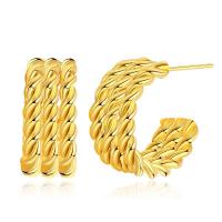 Brass Stud Earring, 18K gold plated, fashion jewelry & for woman, golden, 20x9mm, Sold By Pair