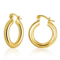Brass Huggie Hoop Earring, 18K gold plated, fashion jewelry & for woman, golden, 25mm, Sold By Pair