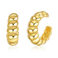 Brass Earring Cuff 18K gold plated fashion jewelry & for woman golden 15mm Sold By Pair
