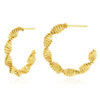 Latão Brinco, cobre, banhado a ouro 18k, joias de moda & para mulher, dourado, 30mm, vendido por par