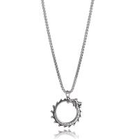 Stainless Steel Jewelry Necklace, silver color plated, fashion jewelry & blacken, silver color, nickel, lead & cadmium free, 35x35mm, Length:23.6 Inch, Sold By PC