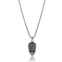 Stainless Steel Jewelry Necklace, Skull, silver color plated, fashion jewelry & blacken, silver color, nickel, lead & cadmium free, 22x44mm, Length:23.6 Inch, Sold By PC