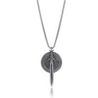 Stainless Steel Jewelry Necklace, silver color plated, fashion jewelry & blacken, silver color, nickel, lead & cadmium free, 40x75mm, Length:23.6 Inch, Sold By PC