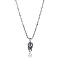 Stainless Steel Jewelry Necklace Skull silver color plated fashion jewelry & blacken silver color nickel lead & cadmium free Length 23.6 Inch Sold By PC