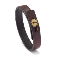 PU Leather Cord Bracelets with Zinc Alloy gold color plated fashion jewelry 12mm Length 8.98 Inch Sold By PC