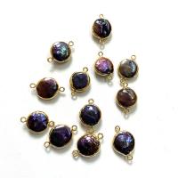 perla d'acquadolce coltivata naturalmente connettore, with ottone, placcato color oro, gioielli di moda & DIY, viola, 14x20mm, Venduto da PC