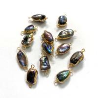 perla d'acquadolce coltivata naturalmente connettore, with ottone, placcato color oro, gioielli di moda & DIY,  8x15-10x30mm, Venduto da PC