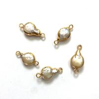 Freshwater Pearl Connector with Brass gold color plated fashion jewelry & DIY 10x20- Sold By PC