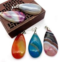 Agate Jewelry Pendants, with Brass, Teardrop, polished, fashion jewelry & DIY, more colors for choice, 30x58mm, Sold By PC