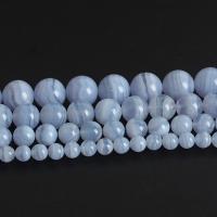 Naturlig lilla Agate perler, Blå Agate, Runde, poleret, du kan DIY & forskellig størrelse for valg, blå, Solgt Per Ca. 14.4 inch Strand