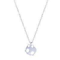 Stainless Steel Jewelry Necklace Skull silver color plated Unisex Length Approx 17.72 Inch Sold By PC