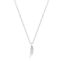 Stainless Steel Jewelry Necklace Feather silver color plated Unisex Length Approx 17.72 Inch Sold By PC