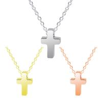 Stainless Steel Jewelry Necklace, Cross, plated, more colors for choice, 8x5mm, Length:Approx 17.72 Inch, Sold By PC