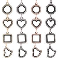 Floating Charms Pendant, Tibetan Style, with Magnet & Glass & Rhinestone, Heart, plated, Unisex, more colors for choice, nickel, lead & cadmium free, 33x24x8mm, Sold By PC