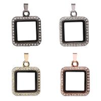 Floating Charms Pendant, Tibetan Style, with Magnet & Glass & Rhinestone,  Square, plated, Unisex, more colors for choice, nickel, lead & cadmium free, 34x25x8mm, Sold By PC