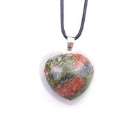 Gemstone Pendants Jewelry, with Tibetan Style, Heart, silver color plated, fashion jewelry & different materials for choice, more colors for choice, 30mm,15~20mm, Sold By PC