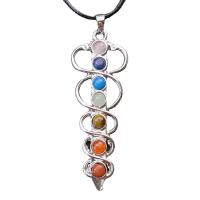 Gemstone Pendants Jewelry, Tibetan Style, with Gemstone, silver color plated, fashion jewelry & different styles for choice, more colors for choice, nickel, lead & cadmium free, 30-70mm, Sold By PC