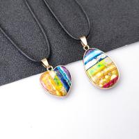 Natural Imperial Jasper Pendants Impression Jasper with Zinc Alloy Round gold color plated fashion jewelry mixed colors 23mm Sold By PC