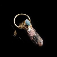 Bijoux Pendentifs en pierres gemmes, pierre gemme, avec alliage de zinc, Placage de couleur d'or, différents matériaux pour le choix, plus de couleurs à choisir, 24x52mm, Vendu par PC