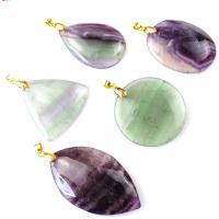 Green Fluorite Pendant with Zinc Alloy gold color plated random style mixed colors 45mm 45-50mm 50-60mm 40mm Sold By PC
