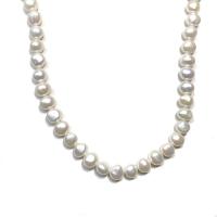 Knap ferskvandskulturperle Beads, Ferskvandsperle, du kan DIY & forskellige stilarter for valg, hvid,  9-10mm, Solgt Per 14.96 inch Strand