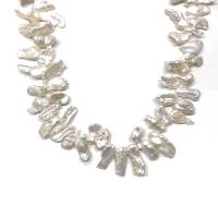 Biwa ferskvandskulturperle Beads, Ferskvandsperle, du kan DIY, hvid, 8-18mm, Solgt Per 14.96 inch Strand