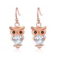 Rhinestone Earring, Tibetan Style, Owl, plated, for woman & with rhinestone, more colors for choice, nickel, lead & cadmium free, 10x18mm, Sold By Pair