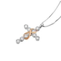 Zinc Alloy Jewelry Necklace Cross plated for woman & with rhinestone nickel lead & cadmium free Length Approx 17.7 Inch Sold By PC