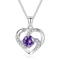 Zinc Alloy Jewelry Necklace Heart plated for woman & with rhinestone & hollow nickel lead & cadmium free Length Approx 17.7 Inch Sold By PC