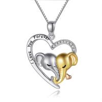 Tibetan Style Jewelry Necklace, Elephant, plated, for woman & with rhinestone & hollow, nickel, lead & cadmium free, 20x23mm, Length:Approx 17.7 Inch, Sold By PC
