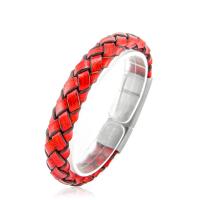 Cuir bracelet, avec acier inoxydable, pour homme, plus de couleurs à choisir, 210mm, Vendu par PC