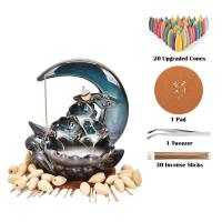 Backflow Incense Burner, Porcelain, plated, for home and office & durable, 215x200x140mm, Sold By Set