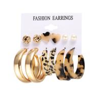 Zinklegierung Ohrring-Set, mit Kunststoff Perlen & Acryl, 6 Stück & verschiedene Stile für Wahl & für Frau & mit Strass, frei von Nickel, Blei & Kadmium, verkauft von setzen