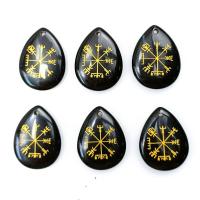 Gemstone Pendants Jewelry, Teardrop, gold accent, more colors for choice, 25x33mm, Sold By PC