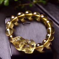 Gelbquarz Perlen Armband, Fabelhaft wildes Tier, unisex, gelb, Länge:7.5 ZollInch, verkauft von PC