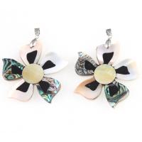 Shell Pendants Zinc Alloy with Shell Flower mixed colors Sold By PC
