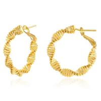 Kolczyki Huggie Hoop mosiądz, Pozłacane 18K złotem, biżuteria moda & dla kobiety, złoty, 30mm, sprzedane przez para