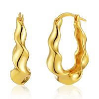 Mosaz Huggie Hoop náušnice, 18K pozlacené, módní šperky & pro ženy, zlatý, 27x21mm, Prodáno By Pair