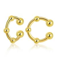 Brass Earring Cuff 18K gold plated fashion jewelry & for woman golden 14mm Sold By Pair