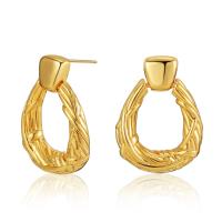 Boucles d'oreilles pendantes en laiton, Plaqué d'or 18K, bijoux de mode & pour femme, doré, 27x20mm, Vendu par paire