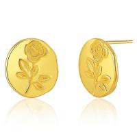Brass Stud Earring 18K gold plated fashion jewelry & for woman golden 13mm Sold By Pair