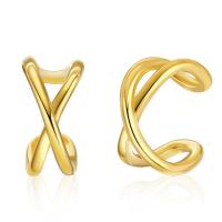 Brass Earring Cuff, 18K gold plated, fashion jewelry & for woman, golden, 11mm, Sold By Pair