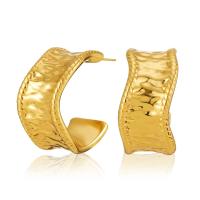 Латунь Стад Серьги, 18K позолоченный, ювелирные изделия моды & Женский, Золотой, 21x11mm, продается Пара