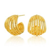 Latão Brinco, cobre, banhado a ouro 18k, joias de moda & para mulher, dourado, 17x15mm, vendido por par