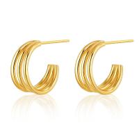 Brass Stud Earring, 18K gold plated, fashion jewelry & for woman, golden, 15mm, Sold By Pair