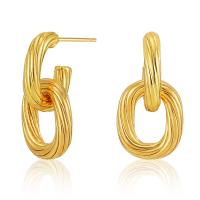 Goujon Laiton, Plaqué d'or 18K, bijoux de mode & détachable & pour femme, doré, 24x12mm, Vendu par paire